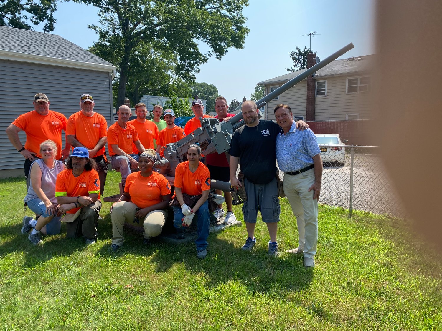 Over a dozen union carpenters volunteered on a steamy July Saturday to help rebuild a VFW Hall.